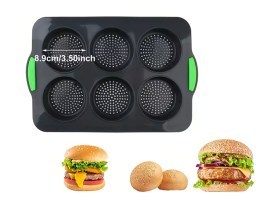 Molde silicona ranurado para 6 panes de hamburguessa 